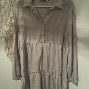 Zara Taupe Button-Up Dress
